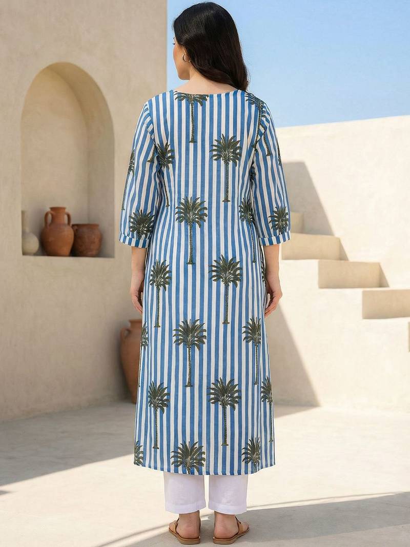 Women Printed Regular Pure Cotton Kurta with Trousers
