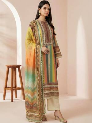 Women Printed Regular Kurta with Trousers & With Dupatta 1