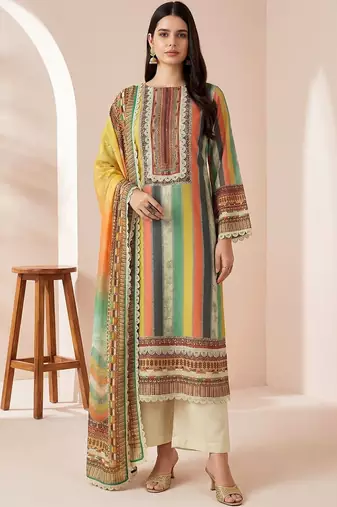 Women Printed Regular Kurta with Trousers & With Dupatta