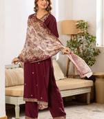 Women Ethnic Motifs Embroidered Regular Thread Work Kurta with Trousers & With Dupatta