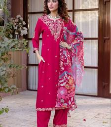 Women Ethnic Motifs Embroidered Regular Thread Work Kurta with Trousers & With Dupatta
