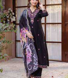 Women Ethnic Motifs Embroidered Regular Thread Work Kurta with Palazzos & With Dupatta