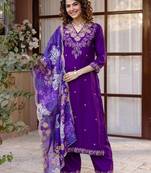 Women Ethnic Motifs Embroidered Regular Thread Work Kurta with Trousers & With Dupatta