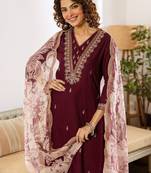 Women Ethnic Motifs Embroidered Regular Thread Work Kurta with Patiala & With Dupatta