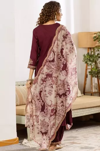 Women Ethnic Motifs Embroidered Regular Thread Work Kurta with Patiala & With Dupatta