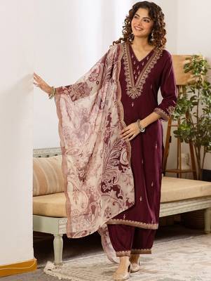 Women Ethnic Motifs Embroidered Regular Thread Work Kurta with Patiala & With Dupatta 6