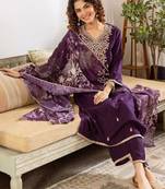 Women Ethnic Motifs Embroidered Regular Thread Work Kurta with Trousers & With Dupatta