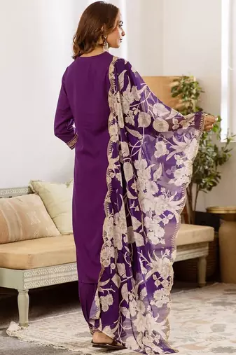 Women Ethnic Motifs Embroidered Regular Thread Work Kurta with Patiala & With Dupatta