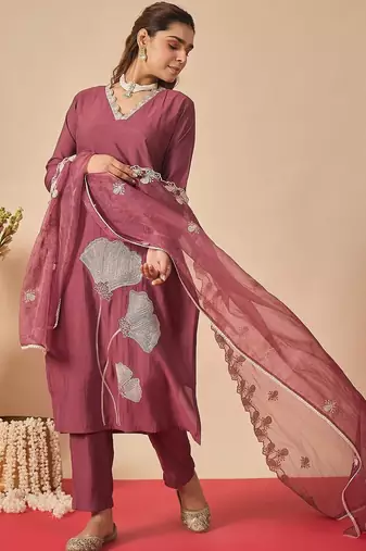 Women Ethnic Motifs Embroidered Regular Thread Work Kurta with Trousers & With Dupatta