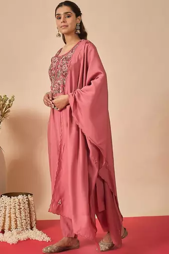 Women Floral Embroidered Regular Thread Work Kurta with Trousers & With Dupatta