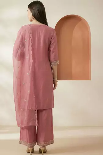 Women Ethnic Motifs Embroidered Thread Work Kurta with Palazzos & With Dupatta