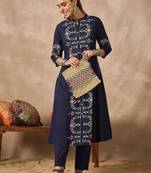 Women Ethnic Motifs Embroidered Regular Thread Work Pure Cotton Kurta with Trousers