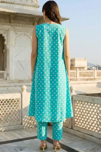 Women Printed Regular Pure Cotton Kurta with Trousers