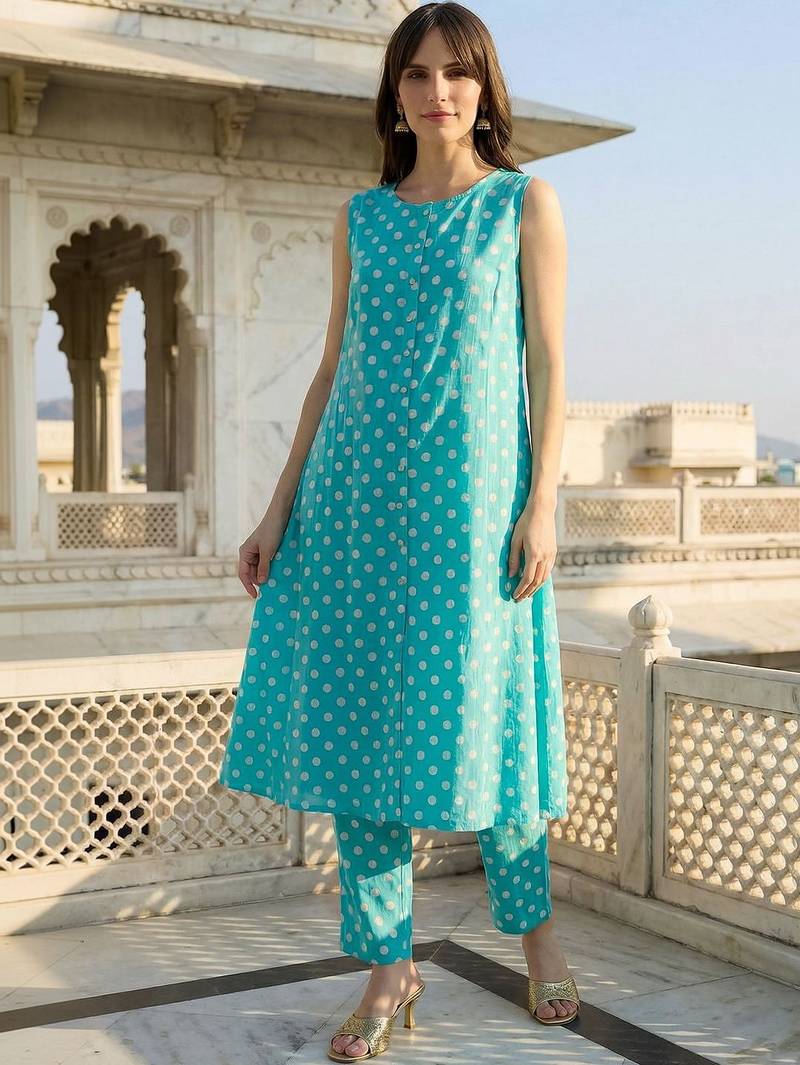 Women Printed Regular Pure Cotton Kurta with Trousers