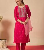 Women Ethnic Motifs Embroidered Regular Thread Work Kurta with Trousers