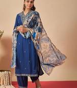 Women Ethnic Motifs Embroidered Regular Thread Work Kurta with Pyjamas & With Dupatta