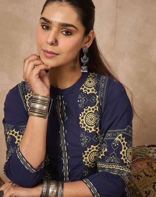 Women Ethnic Motifs Printed Regular Pure Cotton Kurta with Palazzos 1