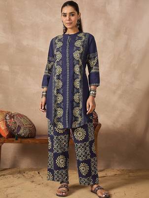 Women Ethnic Motifs Printed Regular Pure Cotton Kurta with Palazzos 5