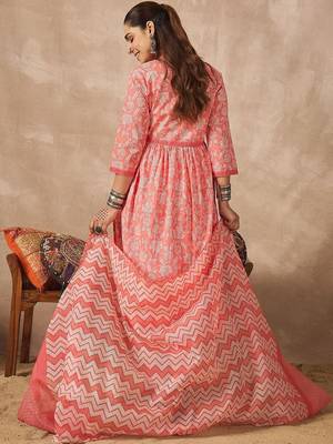 Women Floral Printed Empire Pure Cotton Kurta with Trousers & With Dupatta 6