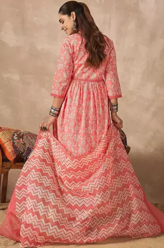 Women Floral Printed Empire Pure Cotton Kurta with Trousers & With Dupatta