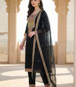 Women Ethnic Motifs Embroidered Regular Thread Work Kurta with Trousers & With Dupatta