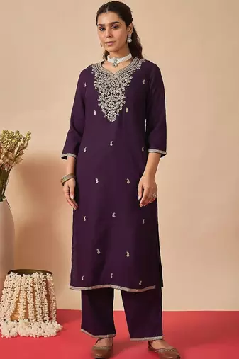 Women Ethnic Motifs Embroidered Regular Thread Work Kurta with Trousers & With Dupatta