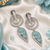 Rhodium finish mint halo drop earrings