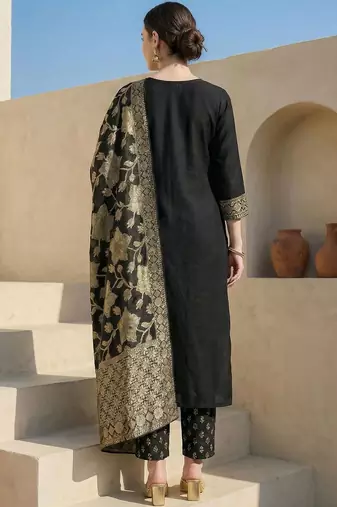 Women Ethnic Motifs Embroidered Regular Thread Work Kurta with Trousers & With Dupatta