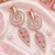 Rose gold finish blush pink halo drop earrings