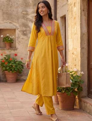 Women Tiered Gotta Patti Kurta with Trousers 1