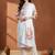 Women Floral Printed Regular Beads and Stones Linen Kurta with Trousers & With Dupatta
