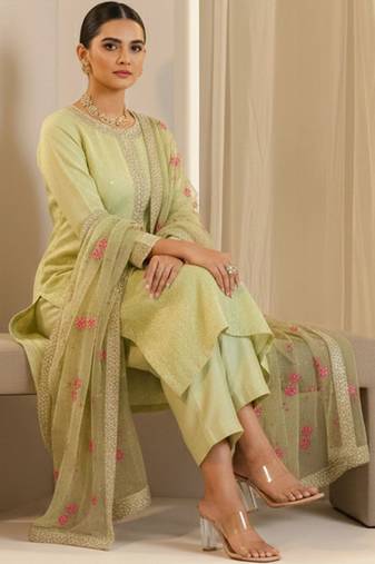Women Ethnic Motifs Embroidered Regular Thread Work Kurta with Trousers & With Dupatta