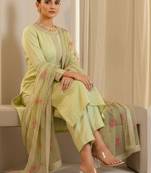 Women Ethnic Motifs Embroidered Regular Thread Work Kurta with Trousers & With Dupatta