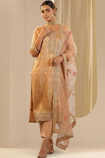 Women Ethnic Motifs Regular Thread Work Kurta with Trousers & With Dupatta