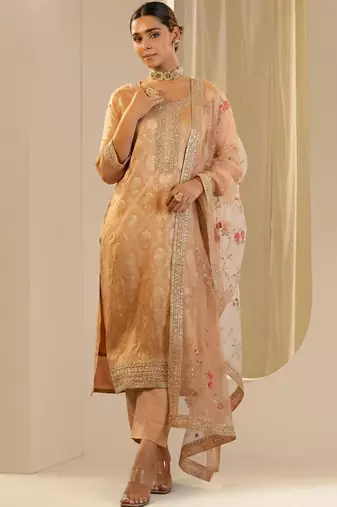 Women Ethnic Motifs Regular Thread Work Kurta with Trousers & With Dupatta