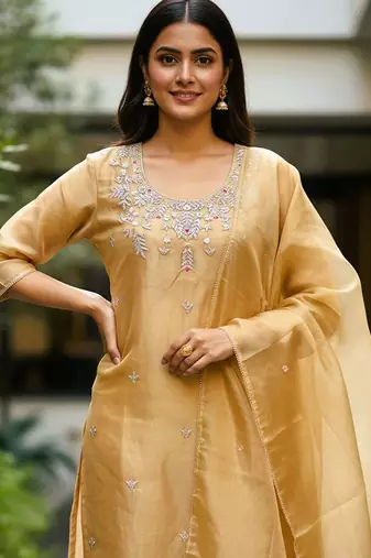 Women Ethnic Motifs Embroidered Regular Thread Work Kurta with Trousers & With Dupatta