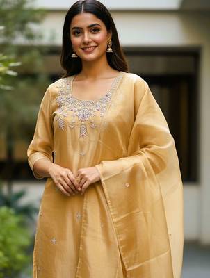 Women Ethnic Motifs Embroidered Regular Thread Work Kurta with Trousers & With Dupatta 6