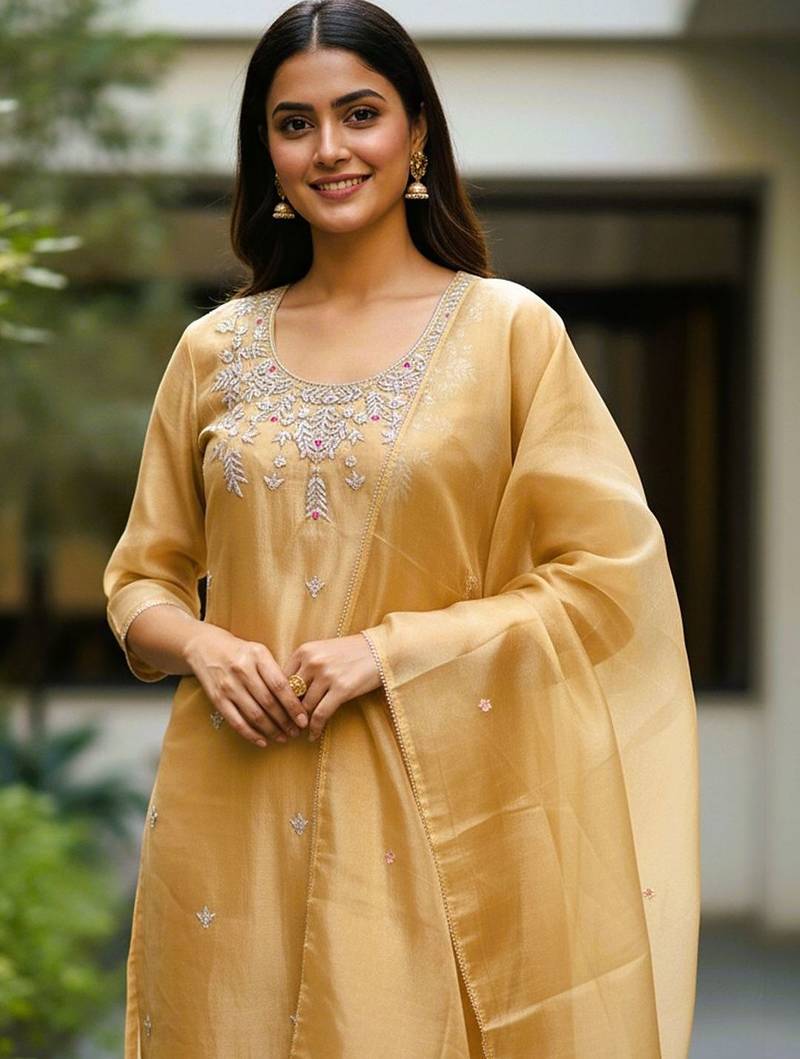 Women Ethnic Motifs Embroidered Regular Thread Work Kurta with Trousers & With Dupatta