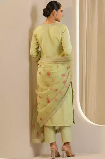 Women Ethnic Motifs Embroidered Regular Thread Work Kurta with Trousers & With Dupatta