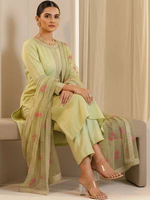 Women Ethnic Motifs Embroidered Regular Thread Work Kurta with Trousers & With Dupatta 6