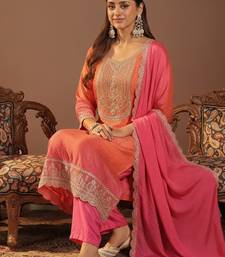 Women Ethnic Motifs Printed Regular Thread Work Kurta with Pyjamas & With Dupatta