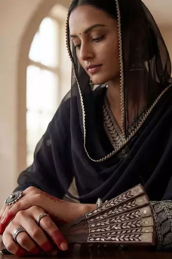 Women Ethnic Motifs Embroidered Angrakha Thread Work Kurta with Trousers & With Dupatta