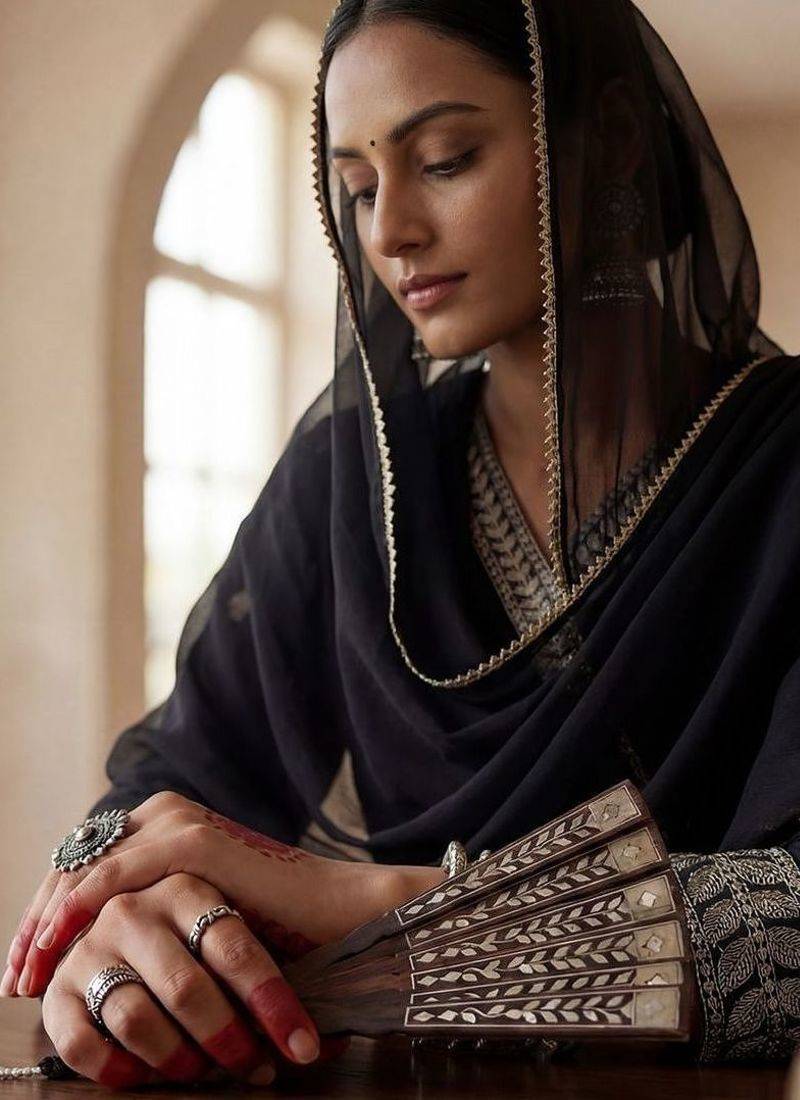 Women Ethnic Motifs Embroidered Angrakha Thread Work Kurta with Trousers & With Dupatta