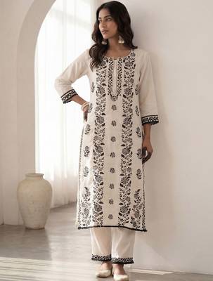 Women Ethnic Motifs Embroidered Regular Thread Work Kurta with Trousers & With Dupatta 4