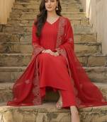 Women Ethnic Motifs Panelled Thread Work Kurta with Trousers & With Dupatta