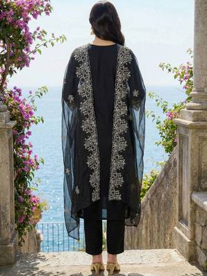 Women Ethnic Motifs Regular Thread Work Kurta with Trousers & With Dupatta 5