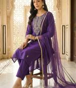 Women Ethnic Motifs Embroidered Regular Thread Work Kurta with Trousers & With Dupatta
