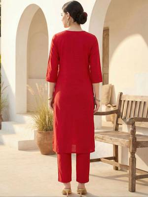 Women Ethnic Motifs Embroidered Regular Thread Work Kurta with Trousers 5