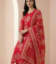 Women Ethnic Motifs Printed Regular Chanderi Silk Kurta with Trousers & With Dupatta