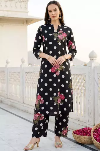 Women Floral Printed Regular Pure Cotton Kurta with Trousers